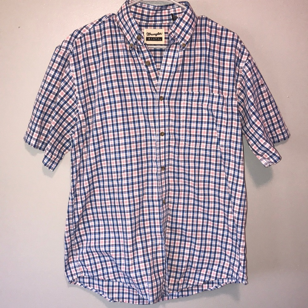 Red white & blue shirt sleeve Wrangler button down